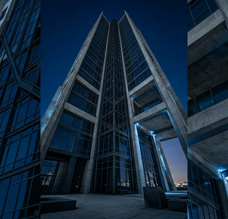 Torre corporativa de vidrio - TBM Estrategia & Seguridad